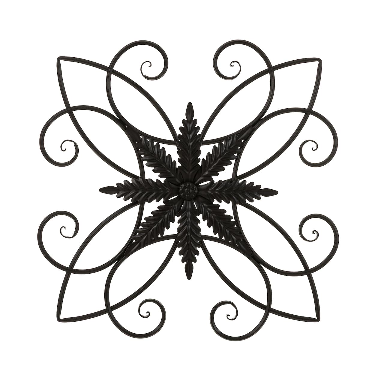 Glitzhome® 20" Traditional Clematis Pattern Iron Scroll Outdoor Wall Decor